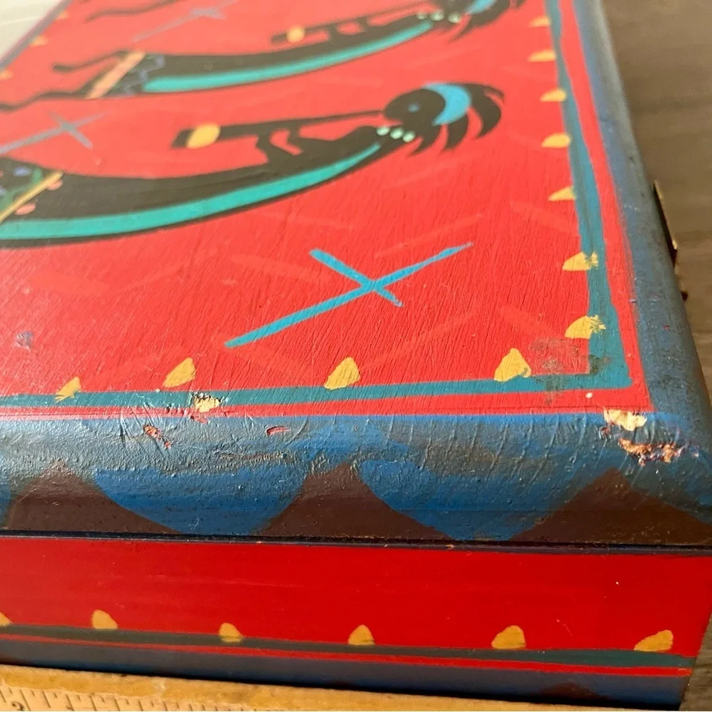 Wooden Colorful Decorative Box with Tribal Design